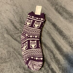 Slipper Socks- 🆕💜Purple & White Owl Cozy Socks with grippers
